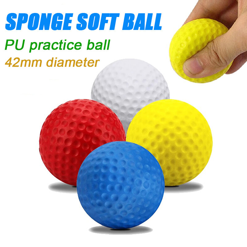 Esponja sólida bola macia para prática de golfe interior, brinquedo espuma PU, 42mm, cor misturada