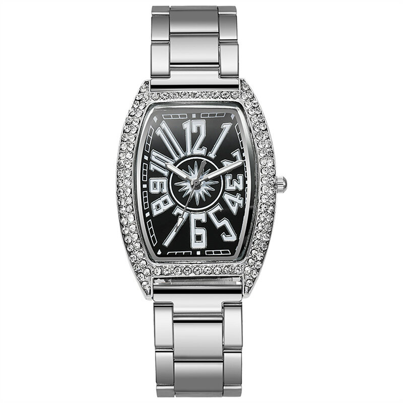 นาฬิกาควอตซ์แฟชั่นนาฬิกาหรูหรานาฬิกาลำลองหน้าปัด tonneau สำหรับผู้หญิง