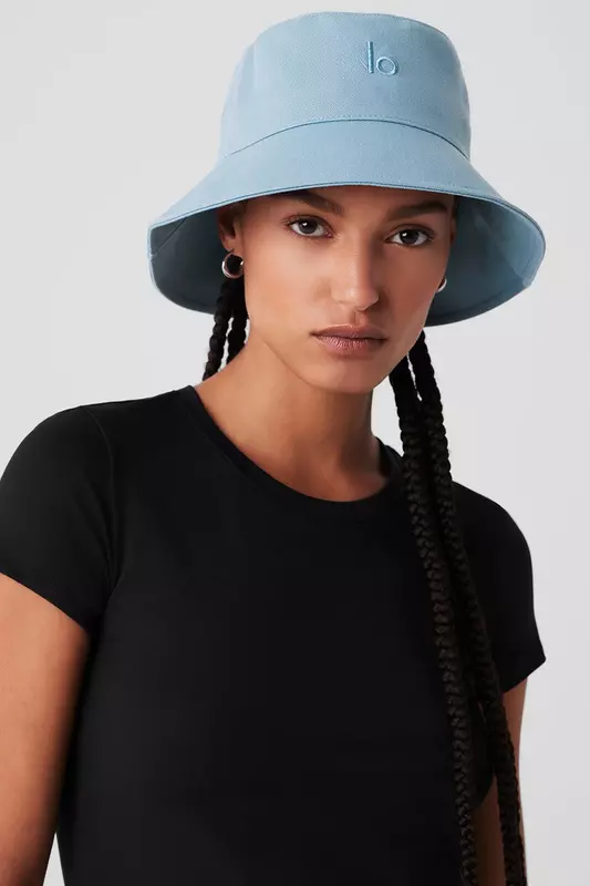 LO-Unisex Cotton Denim Bucket Hat, UPF 50 Plus Sunscreen Hat, Packable Summer Travel Beach Sun Hat, Couple Style Travel