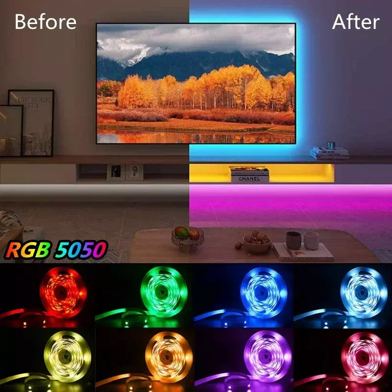 1M-30M Bluetooth LED Strip 5050 RGB Strip WIFI USB LED Light striscia a nastro flessibile RGB diodo Tape Controller IR