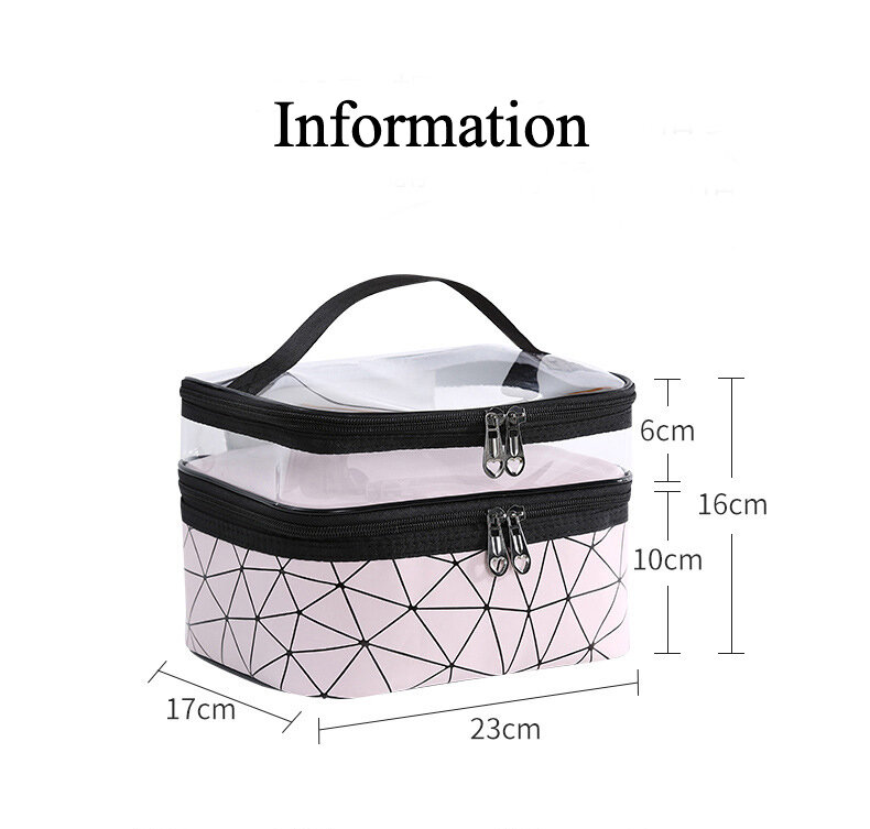 Dubbele Cosmetische Tas Multifunctionele Draagbare Clear Vrouwen Make Up Case Grote Capaciteit Travel Make-Up Organizer Toilettas Beauty Opslag