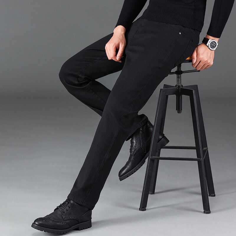 Classic Business casual Jeans men 2023 new Fashion black Slim Stretch Denim Trousers Male high quality  pants men Clothing