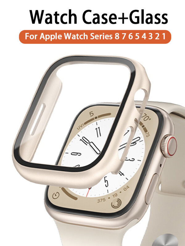 แก้ว + ฝาครอบสำหรับเคสนาฬิกา Apple 9 8 7 6 SE 5 iWatch อุปกรณ์ป้องกันหน้าจอ Apple Series 45mm 41mm 44mm 40mm 42mm 38mm
