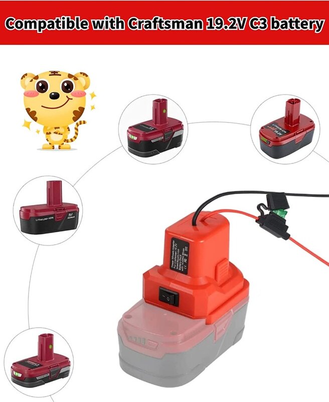 Diy Power Wiel Adapter Gebruik Rc Speelgoed Robotics Diy Met Zekering En Schakelaar Voor Craftsman C3 19.2V Batterij