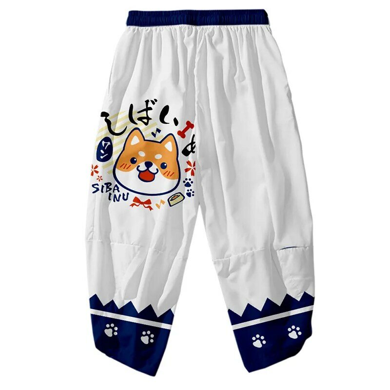 Милые брюки для бега Harajuku с 3D Цифровым принтом Сиба-ину, мужские и женские спортивные брюки с эластичным поясом, уличная одежда с собакой Акита