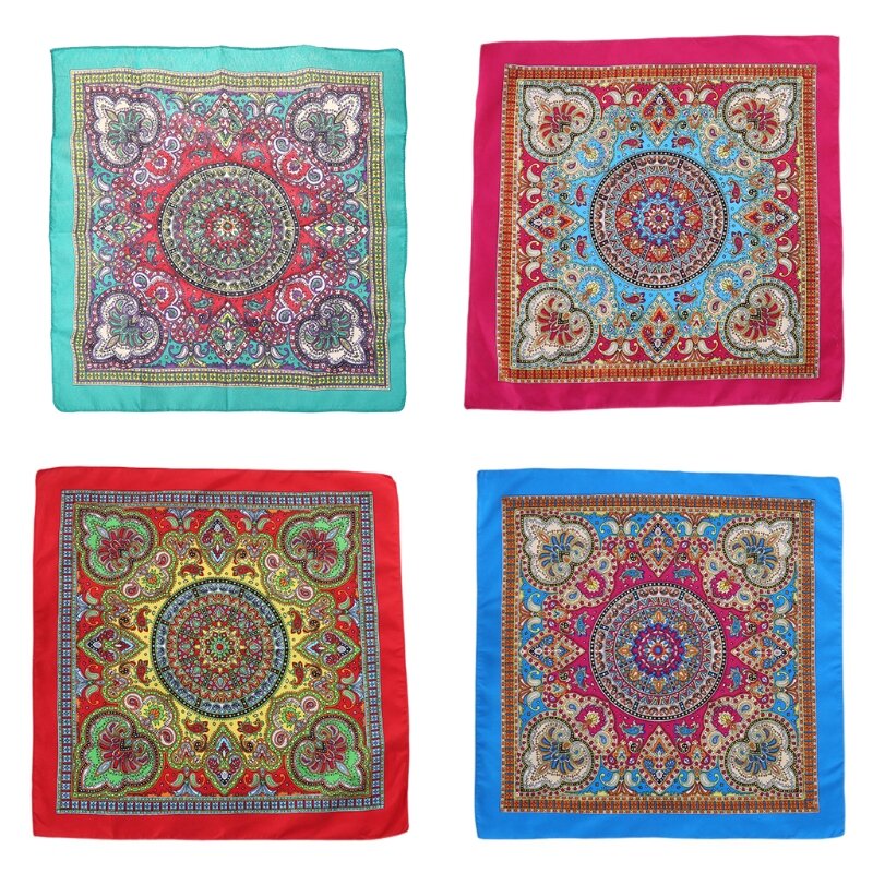 Pañuelo cuadrado multiusos de algodón de estilo Hip Hop, pañuelo colorido de Cachemira, diadema