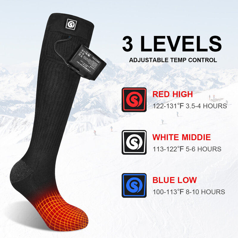 Kaus kaki pemanas listrik isi ulang pria kaus kaki Ski panas musim dingin stoking termal kaki hangat untuk Snowmobile