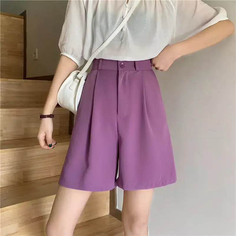 Respzed-Short d'été pour femme, pantalon court coréen, taille haute, couleur unie, 5XL, 2023