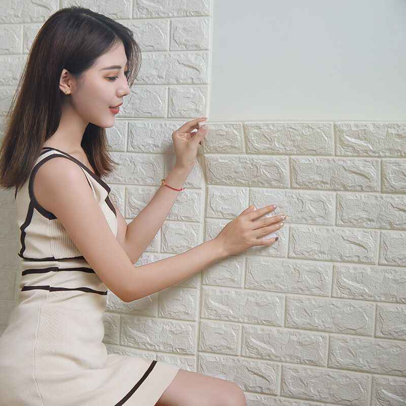 Pegatina de pared con patrón de ladrillo 3D, Panel autoadhesivo impermeable, papel tapiz para sala de estar, decoración del hogar, 70cm x 1m