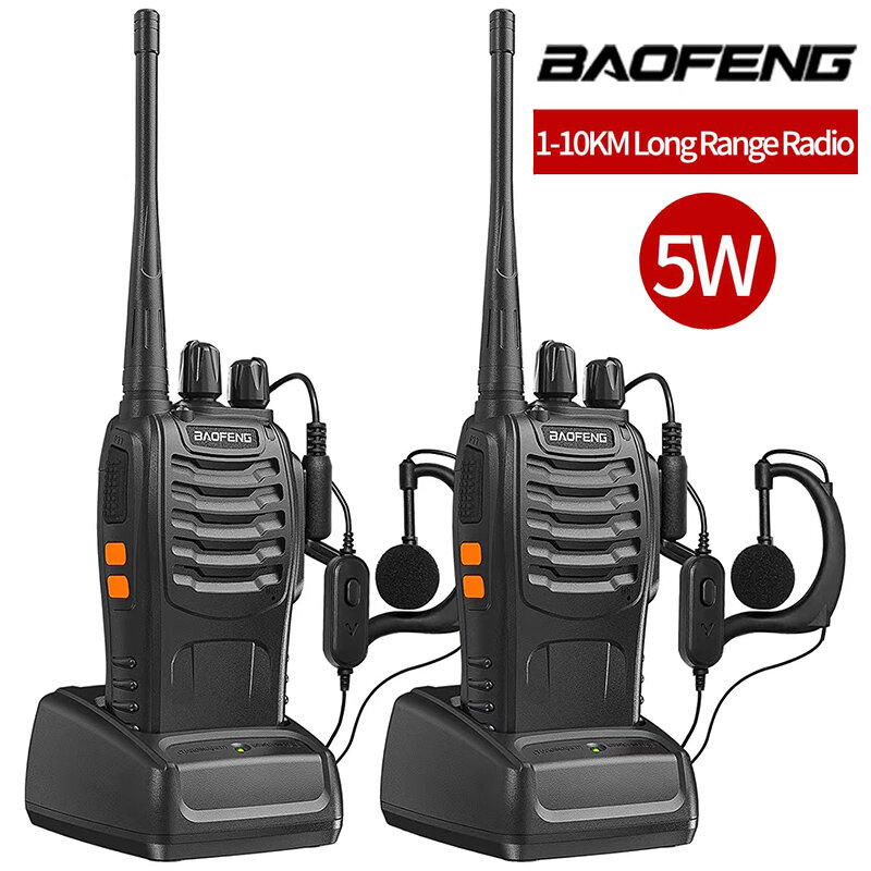 BF888s 휴대용 양방향 라디오, 듀얼 밴드, Baofeng BF-888S 워키토키, UHF 400-470MHz, 16 채널, 1/2PCs