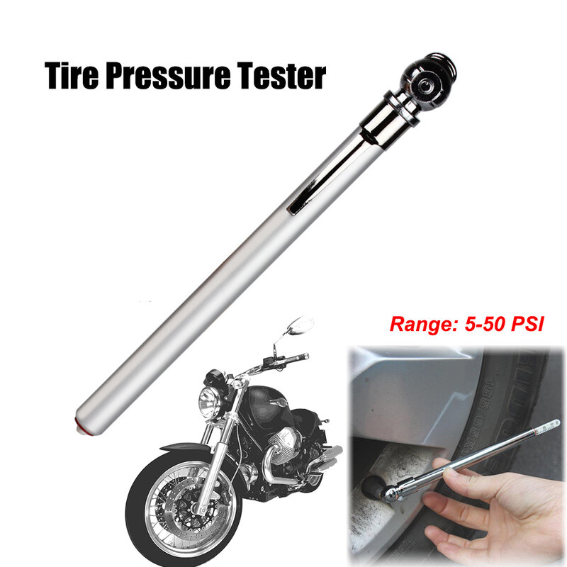 Wskaźnik ciśnienia w oponach motocykla 5-50 PSI długopis testowy przenośny miernik narzędzia do obsługi awaryjnej rower elektryczny brud pitbike akcesoria samochodowe