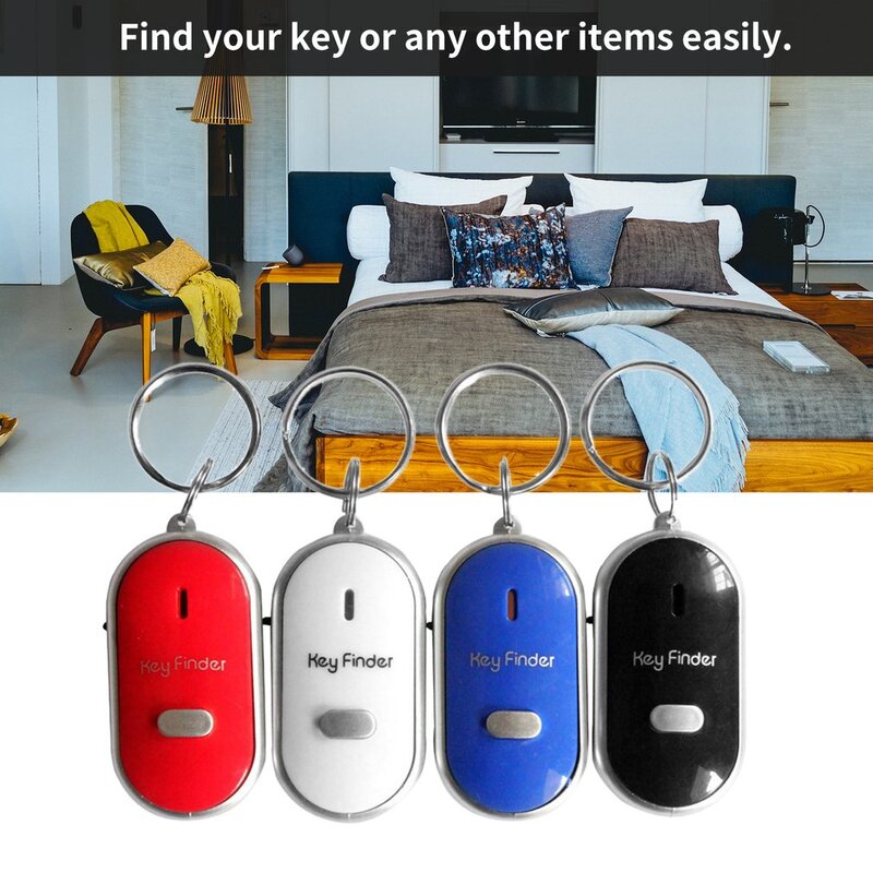 LED Whistle Key Finder com chaveiro, piscando sinal sonoro controle de alarme, Anti-Lost Locator, Tracker, Hot