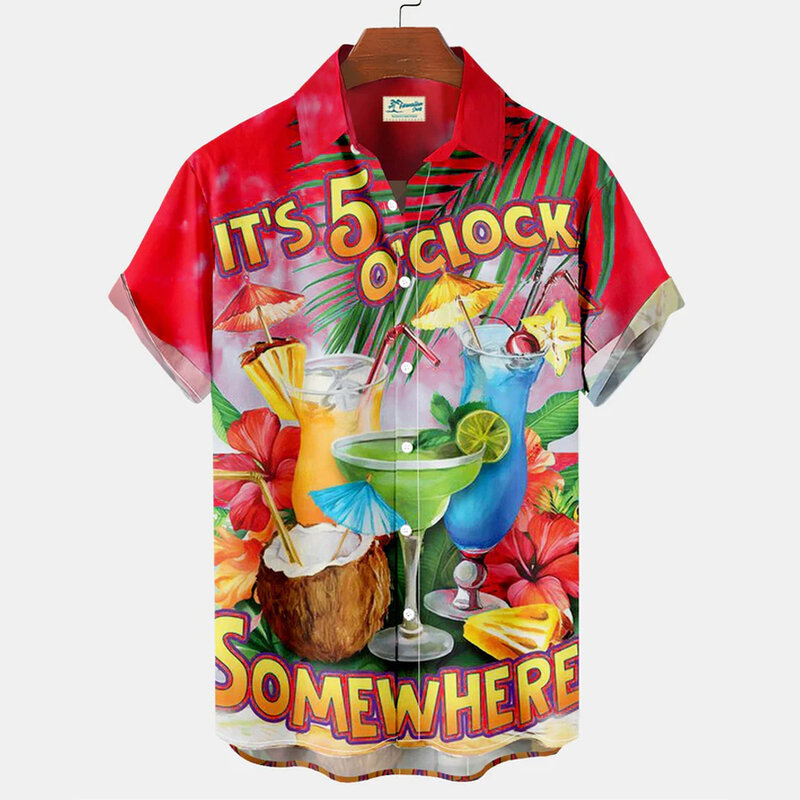 Camisa de loro con estampado 3D Harajuku para hombre, ropa de playa hawaiana corta, blusa Floral Vintage Rockabilly, moda Sexy de verano