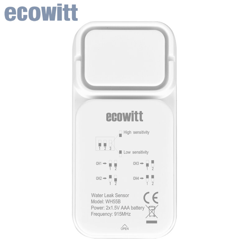 Ecowitt Wh55 Meerkanaals Draadloze Waterlekdetectiesensor Met Luid Audio-Alarm, Alleen Accessoires, Kan Niet Alleen Worden Gebruikt