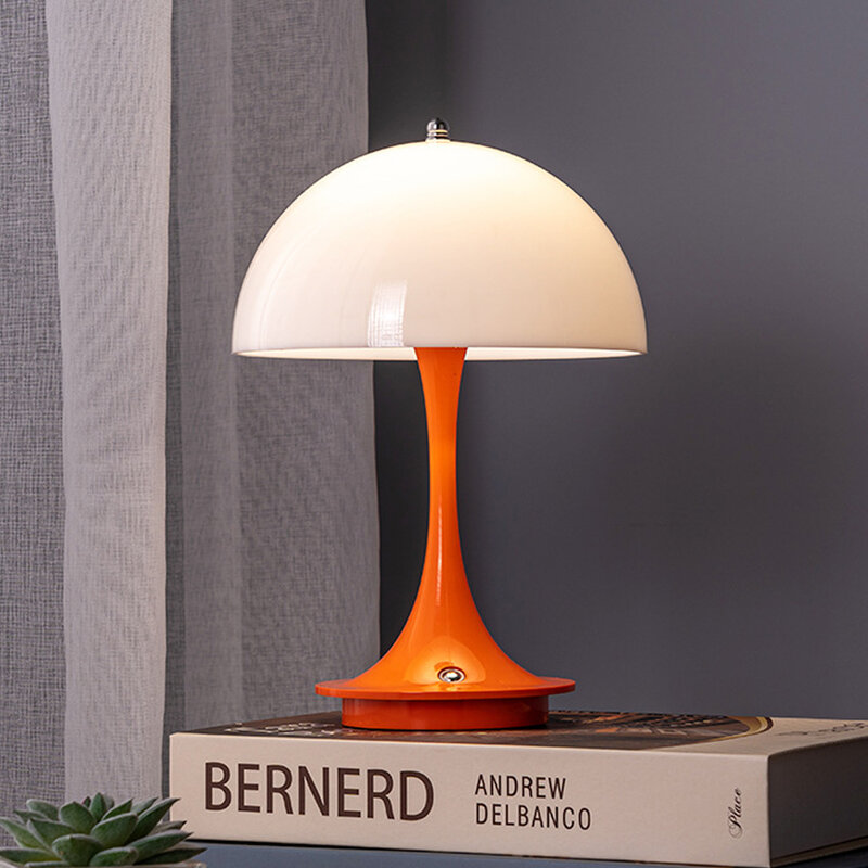 Lámpara de mesa inalámbrica con forma de seta, luz decorativa de noche con Sensor táctil, 3 colores, regulable, recargable por USB