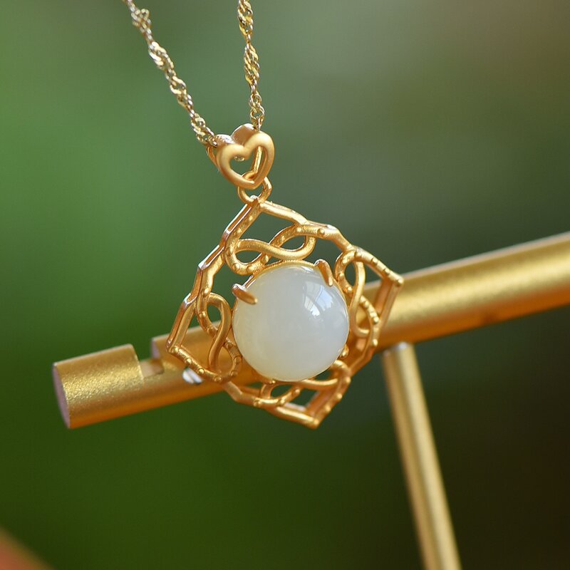 S925 Silber eingelegt natürliche Hetian Jade Ei Form Anhänger Mode Frauen Halskette Anhänger Schmuck Geschenke