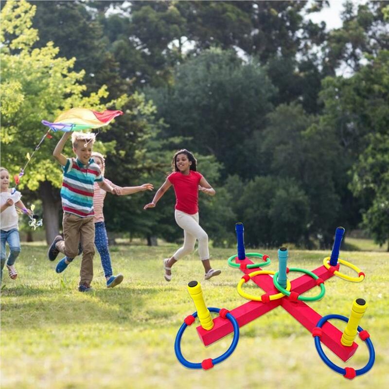 Ring Toss juego de patio trasero para niños, suministros de tamaño compacto, utilería de entrenamiento multiusos, juguetes educativos multicolores fáciles de jugar