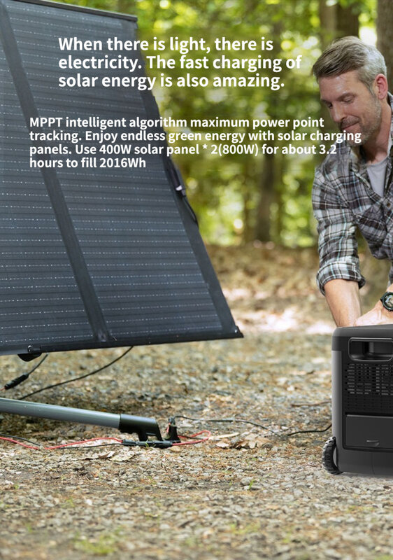 Centrale Solaire Portable LiFePO4 Rechargeable, Marque Privée, 220V, 2000W, Extérieur