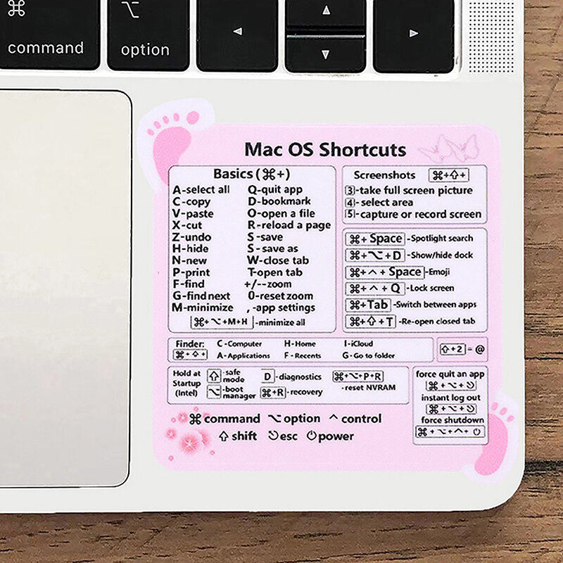 Novo adesivo chave de atalho para sistema Mac OS, 13-16 ", MacBook Pro 13, Air 13, Windows Word Excel Decal, atalhos