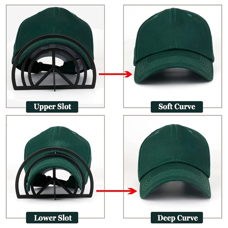 2 Stück Hutkrempenbieger, gebogenes Band, Kurvenformer mit Dual-Option für alle Arten von Kappen, kein Dämpfen erforderlich,