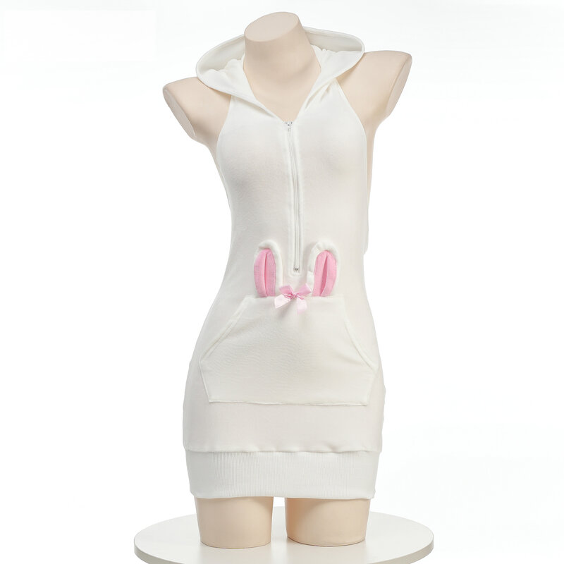 Bunny Girl Maid Outfit para mulheres, sem costas, Hip Wrap, Hoodie, Cosplay japonês, Sexy Show Suit