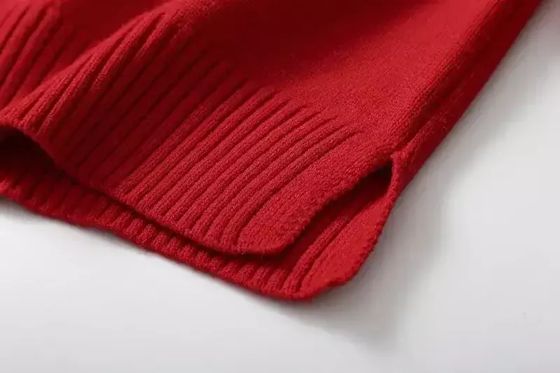 Moda donna nell'autunno 2023, maglione lavorato a maglia Casual con cerniera grande con risvolto bicolore Pullover a maniche lunghe retrò Chic Top