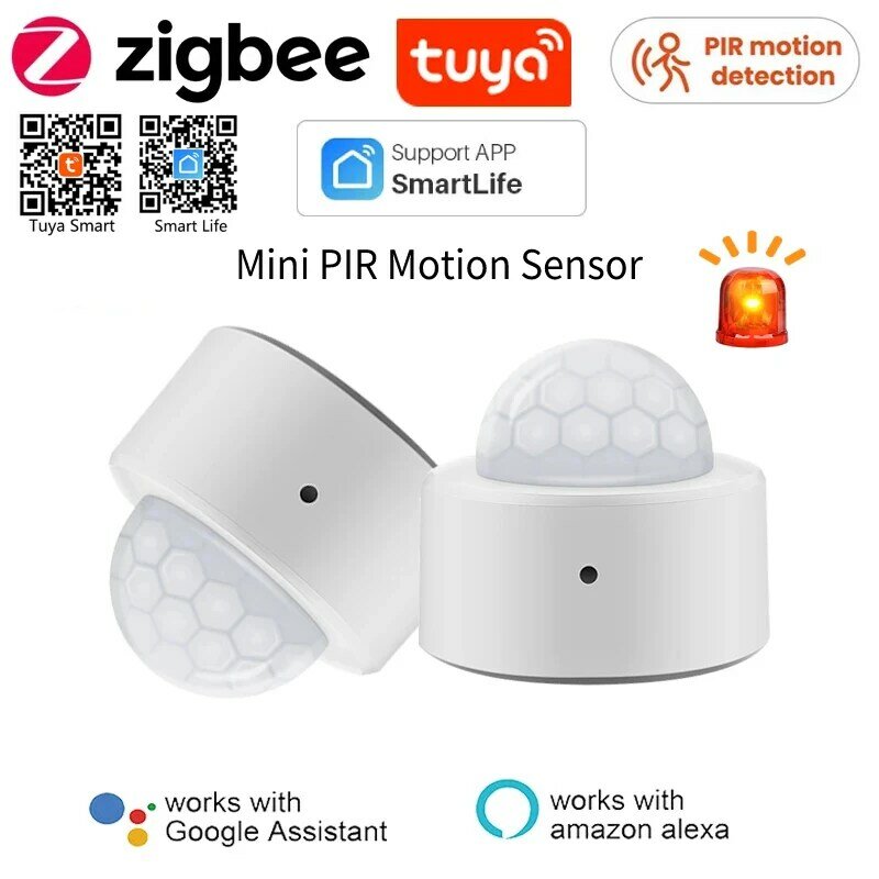 Tuya Smart Home ZigBee Mini PIR Sensor Gerak Lampu Pintar Sensor Kehadiran Tubuh Manusia Detektor Inframerah Alarm Perlindungan Keamanan