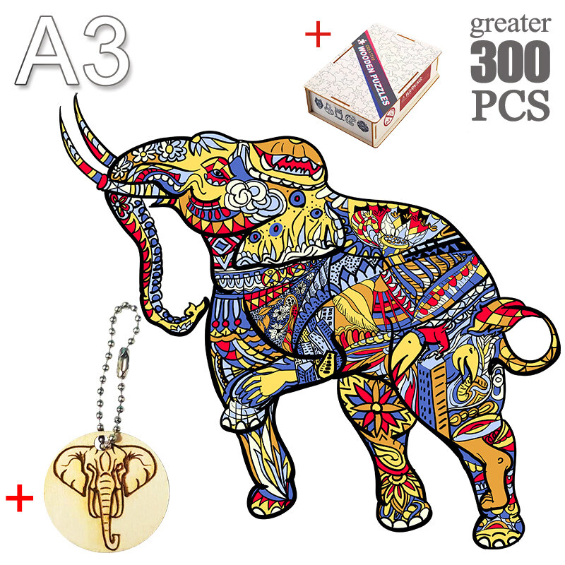 동물성 직소 퍼즐, 독특한 나무 코끼리 퍼즐, 성인 어린이용 선물, 3D 멋진 교육용 상호작용 게임 장난감