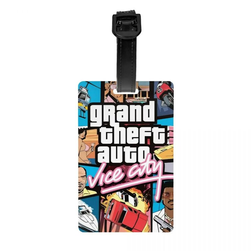 Adventure Game Grand Theft Auto Collage Luggage Tag for Suitcases GTA Privacy Cover Name ID Card
