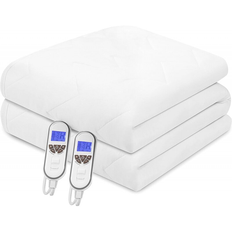 Premium Multi-Zone Electric Heated Mattress Pad King Size, 78" x 80", Dual Controllers, 9 Heat Settings, 1-12 Hours Auto Off, In