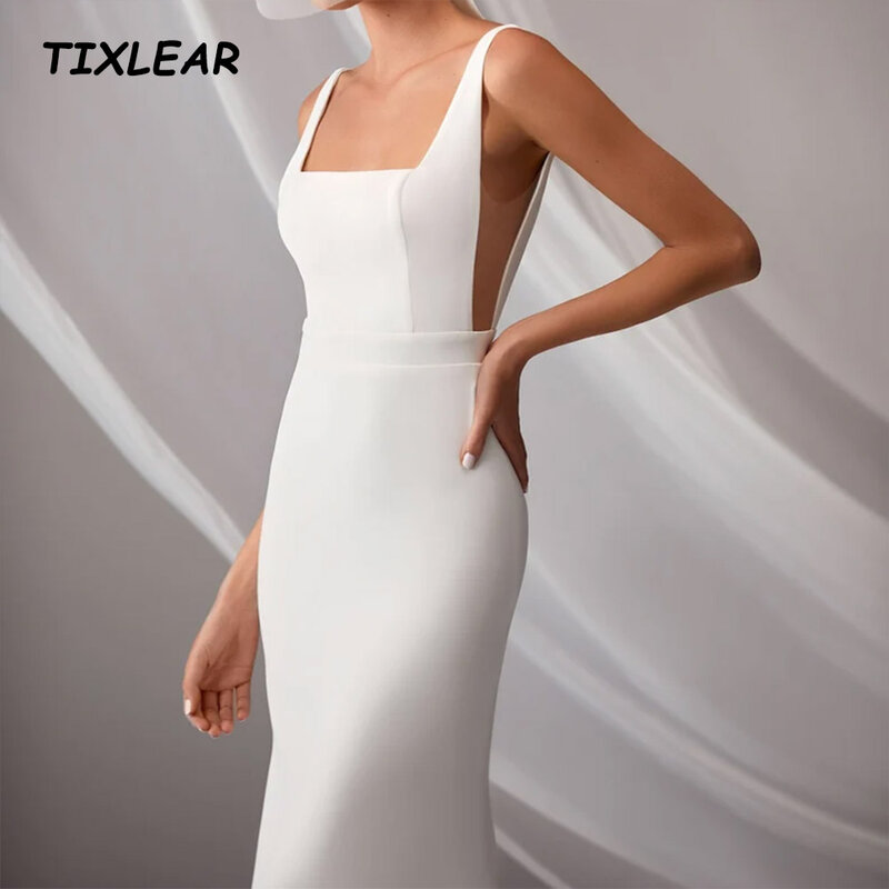 Tixlear-シンプルな人魚のウェディングドレス,スクエアカラー,ホルター,床の長さ,ブライダルガウン,電車,カスタムメイド
