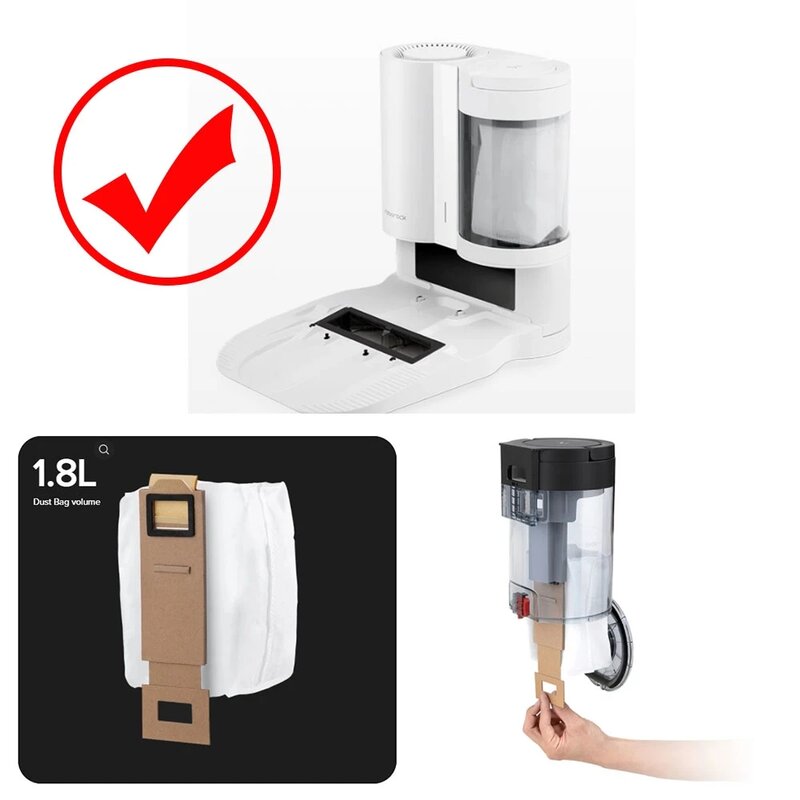 1.8L Dust Bag Accessories For XiaoMi Roborock S7 S7 Plus T7S T7S Plus Vacuum Cleaner Robot Dust Bin Dust Box Replacement Parts