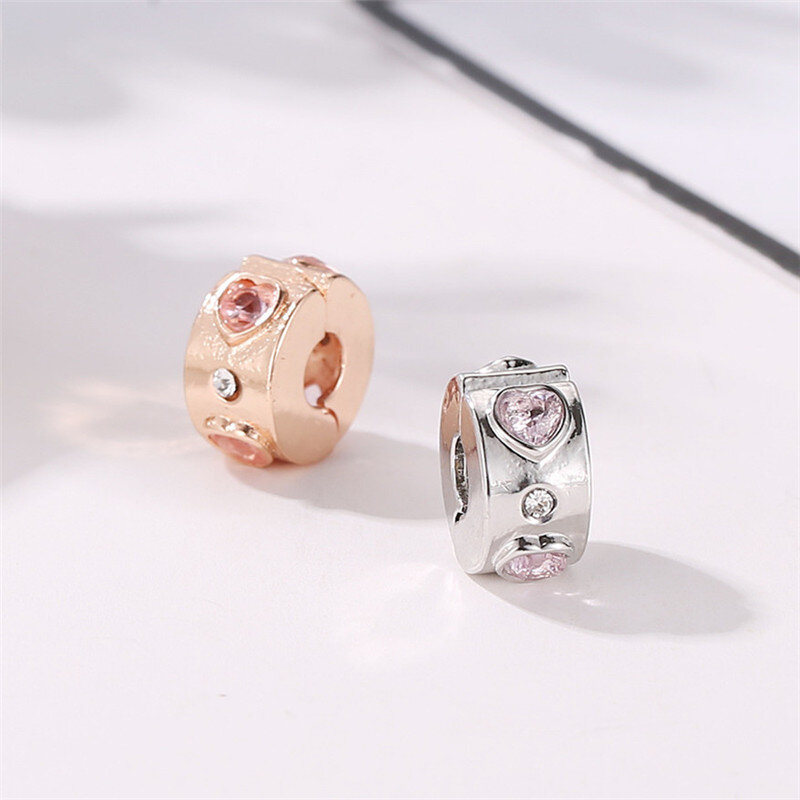 Fashion Shining Rhinetone Star Ball Heart Clip DIY Beads Fit Charm Bracelet Women Europe Jewelry Making Gift