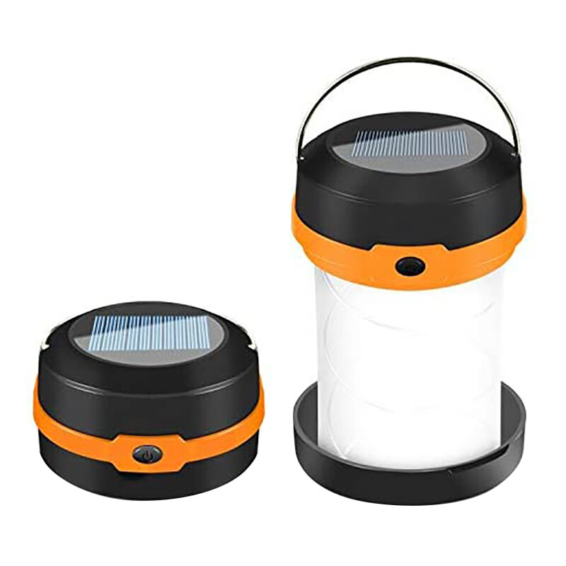 Portátil Solar Powered LED Camping lanterna, USB dobrável, carregável para caminhadas, barraca, caça, AT35
