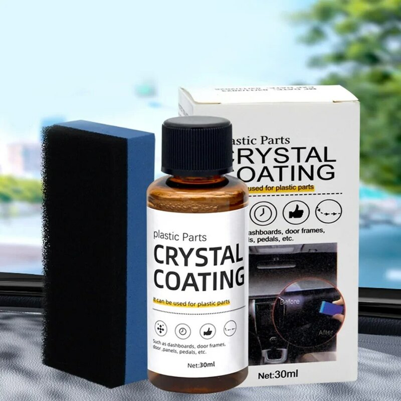 30ml Plastics Parts Crystal Coating Refurbish Agent With Sponge Long Duration Universal Plastics Restorer Car Accessories