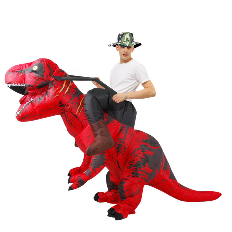 يتوهم التميمة ديناصور نفخ زي للكبار رجل امرأة ركوب على دينو ازياء هالوين تأثيري فستان عيد الميلاد T-rex دعوى