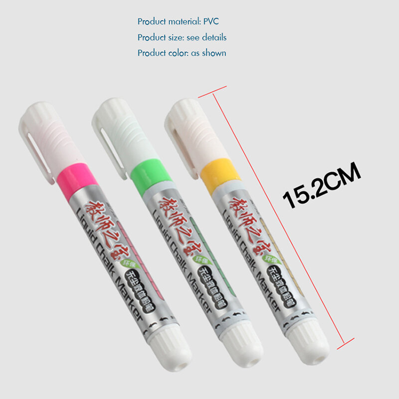 1Pc Krijt Markers Uitwisbaar Liquid Chalk Pennen Voor Krijtbord, Schoolbord, Cafe Menu, Venster-Wit, blauw, Geel, Roze, Groen