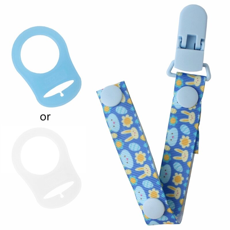 Praktis Nipple Holder Baby Pacifier Clip Chain with Holder Clip Elegant Nipple Leash Strap Lovely Color Cartoon Print D7WF