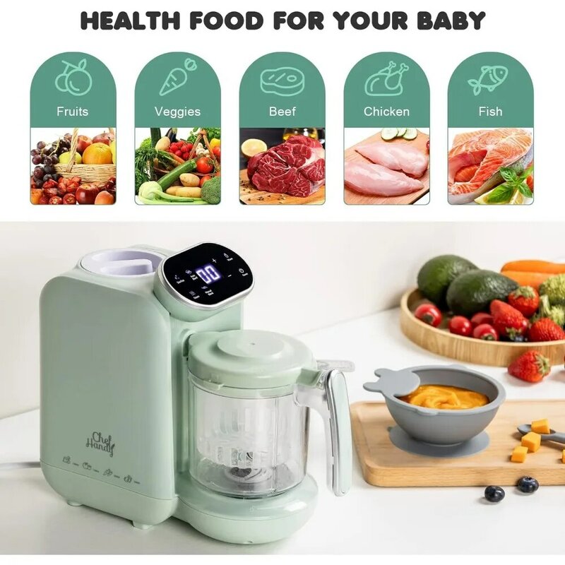 Baby Food Maker com Controle Inteligente, 5 em 1, Processador de Alimentos, Vapor Multifuncional, Moedor com Vapor