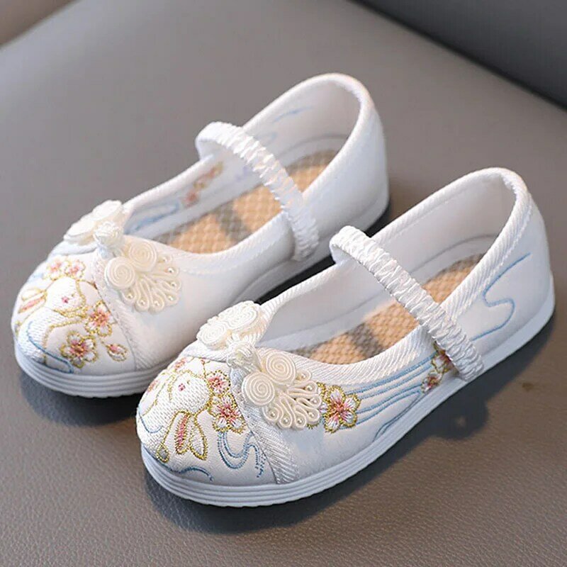 Mocasines de estilo chino para niña, zapatos planos para fiesta, Princesa, tela bordada, CSH1436