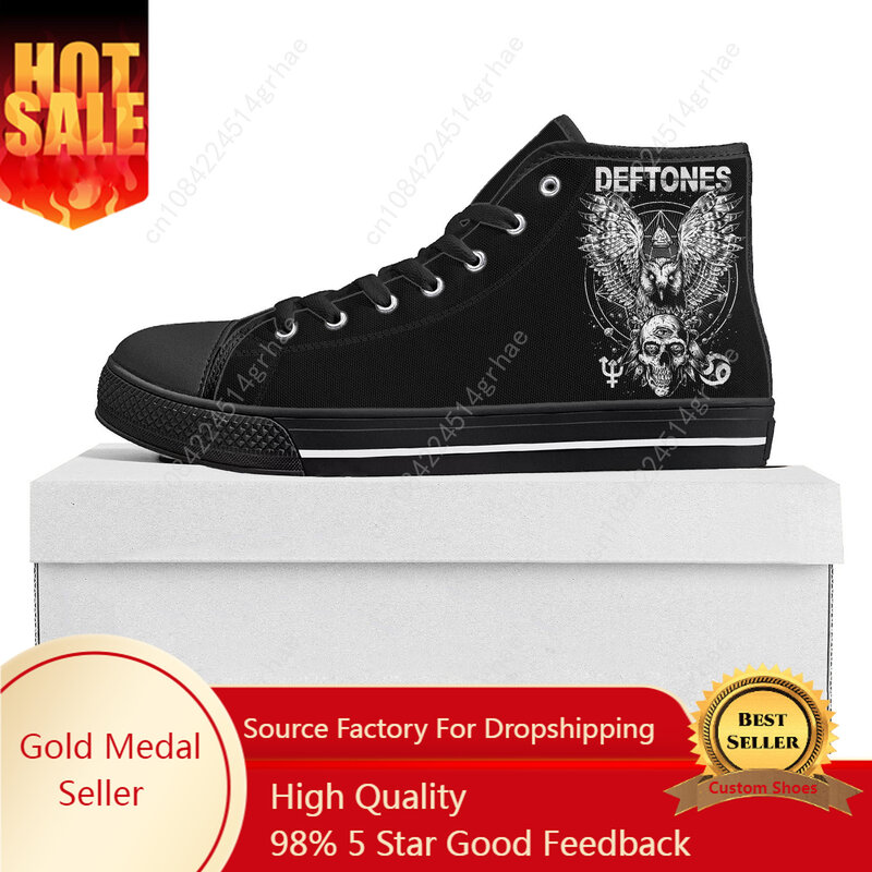 D-Deftones 메탈 아트 록 밴드 하이탑 하이 퀄리티 스니커즈, 십대 캔버스 운동화, 캐주얼 커플 신발, 맞춤형 신발, 남녀공용