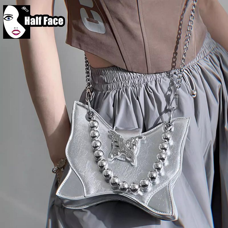 Bolso de mano versátil de Mariposa Negra gótica Harajuku para mujer, bolso de un hombro Punk, diseño avanzado, bolsos cruzados Lolita