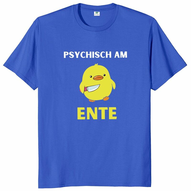 Kaczka psychologia T-Shirt śmieszne niemieckie teksty Humor kaczka Meme grafika z krótkim rękawem na co dzień 100% miękka bawełniana T-shirt Unisex rozmiar UE