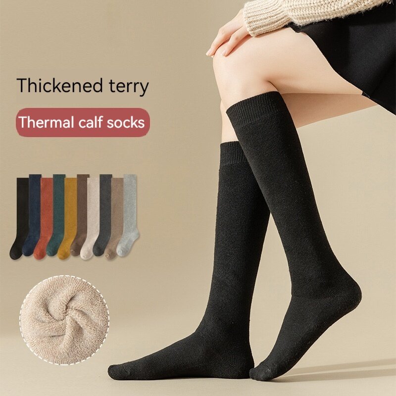 Herbst und Winter Baumwolle warme dicke Stretch-Socken Damen Socken Waden socken über den Knies trümpfen bequem und atmungsaktiv
