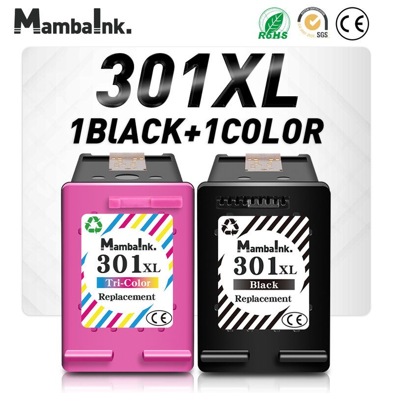 Сменный чернильный картридж Mambaink 301XL для HP 301 XL Deskjet 1050 2050 2050s 3050 3050a 3054 Envy 4500 4502 4504 5530