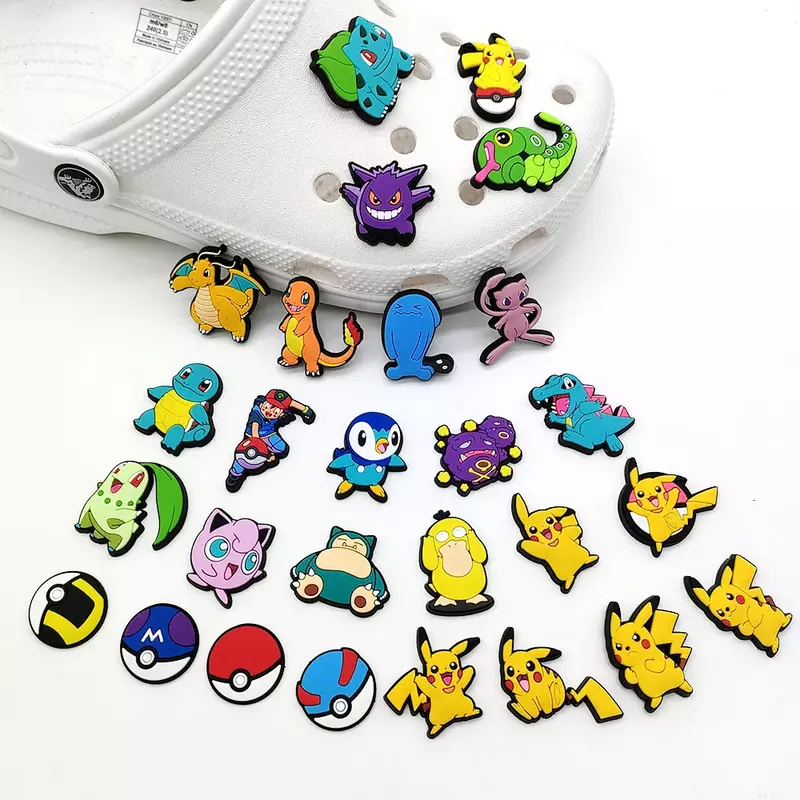 1 buah Pokemon Series PVC jimat sepatu untuk Crocs Pin aksesoris gesper sepatu grosir DIY Sneakers dekorasi hadiah pesta anak Pria