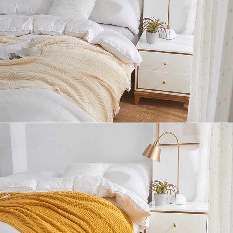 Вязаное одеяло для дивана, кровати и дивана, супермягкое одеяло с кисточками, Уютный домашний декор, простое в использовании
