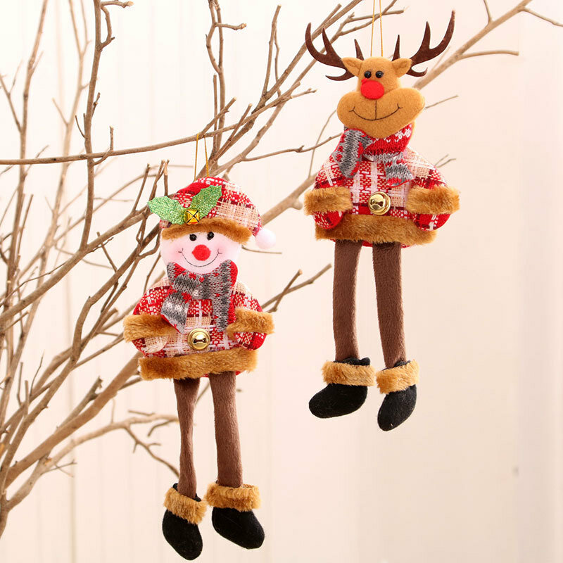 Accesorios de decoración navideña para niños, muñeco de nieve colgante de tela de patas largas, juguetes de oso de ciervo Kawaii, regalos nuevos