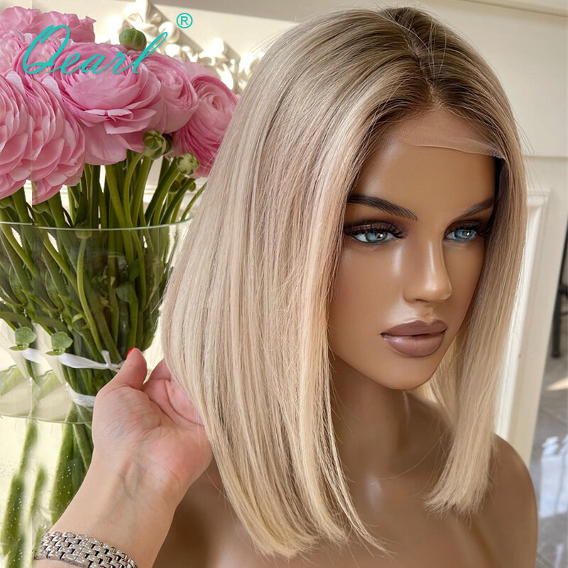 Blonde Human Hair Wigs Short shoulder 13x4 HD Lace Frontal Wigs Ombre Light Colored Glueless Bob Top Wig Sale for Women QEarl