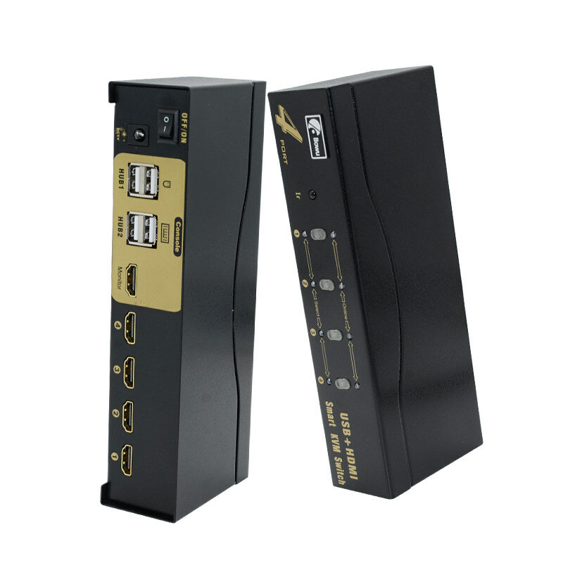 4 Port Smart Kvm Switch Hdmi-Compatibel Doos 4 In 1 Out Usb Muis Toetsenbord Delen Distributeur Met Kabel